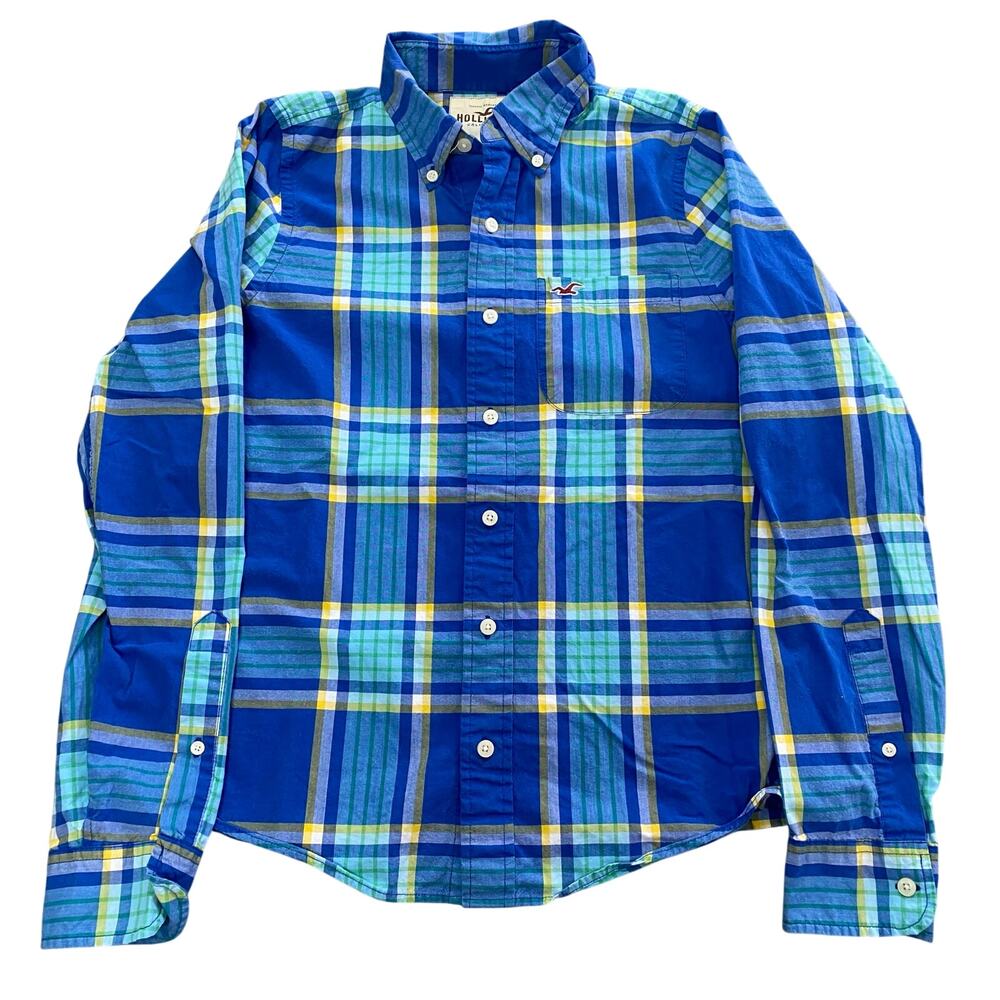 Y2K Hollister Co Mens Longsleeve Tartan Plaid Button Down Classic Shirt Medium